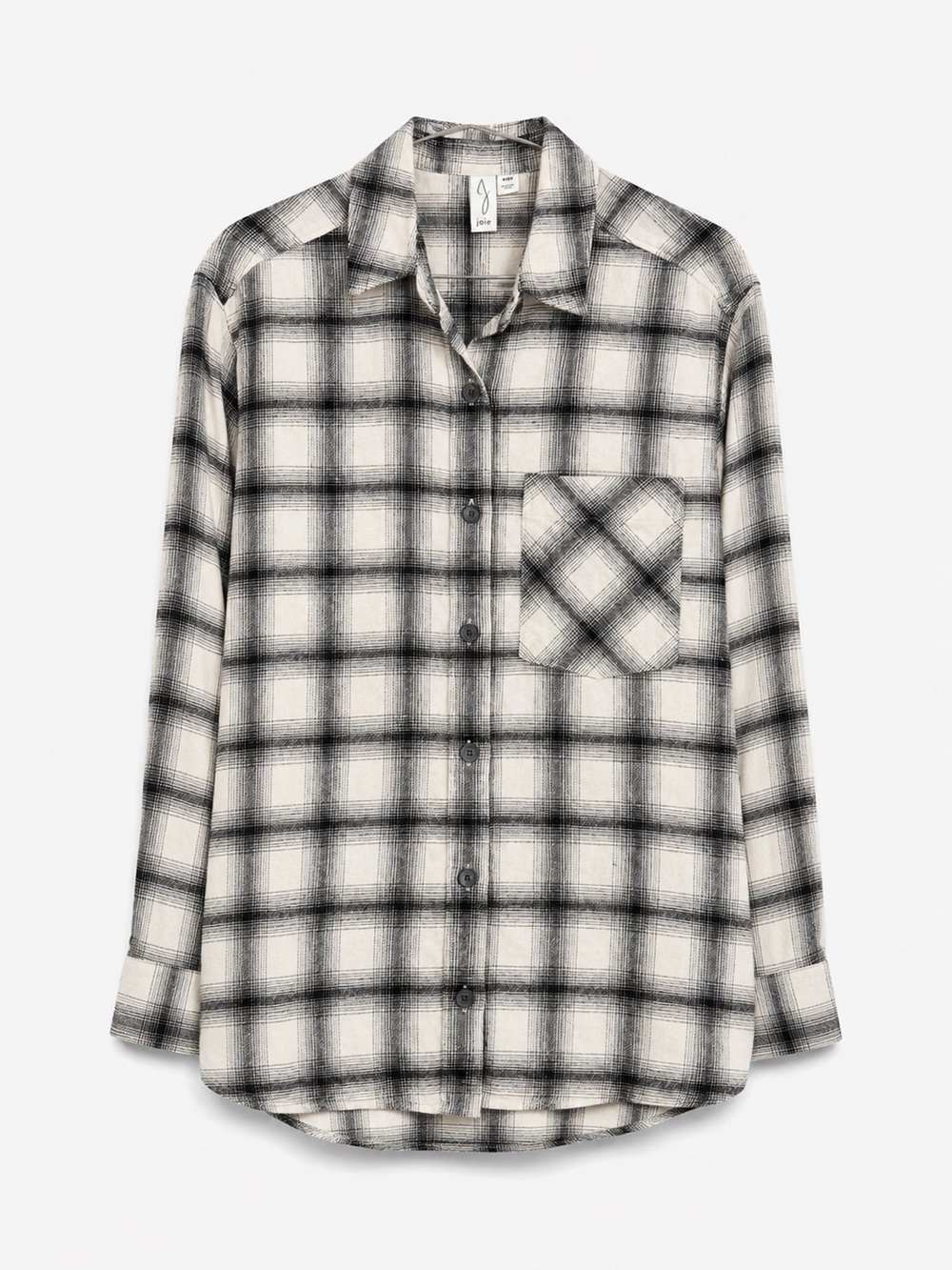 JOIE plaid flannel shirt black white oversized cotton button up M